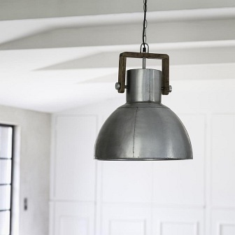 Duża srebrna lampa loftowa wisząca Ashby drewno